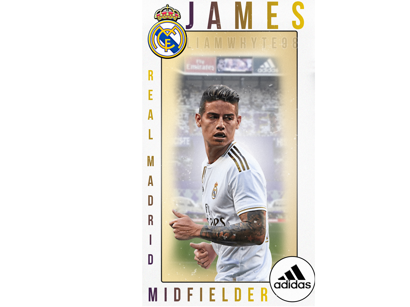 James Rodriguez - Real Madrid Player Card Profile/Trading Card design fifa fifa 20 football football club football design football edit footballer illustration james rodriguez photoshop player profile poster real madrid soccer soccer edit trading card wallpaper