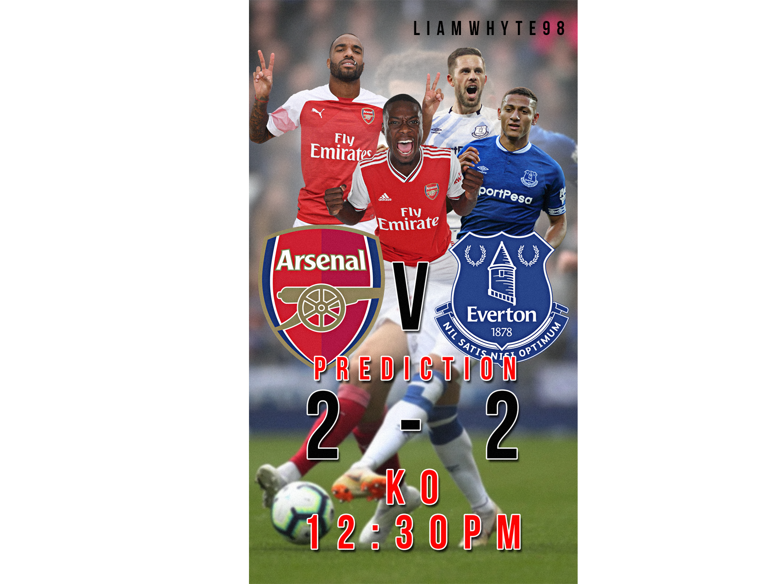 Arsenal vs Everton Prediction Design arsenal arsenal fc arsenal fc edit design everton everton fc fifa 20 fifa 20 edit football football club football design football edit footballer illustration lionel messi photoshop poster premier league premier league edit wallpaper