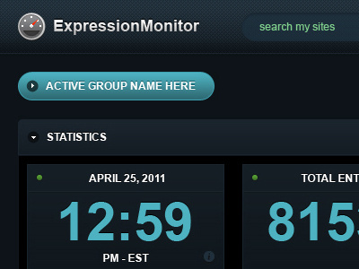 Exp Monitor app blue dark dashboard expressionengine stats