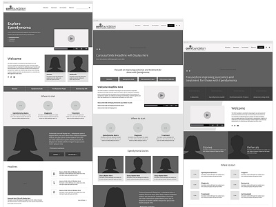 Collaborative Ependymoma Cancer Research Network Wireframes cancer cern graybox research ui ux wireframe