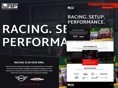 LAP Motorsports Website engine builder expressionengine imsa lap motorsports mini race car racing responsive ui design ux design web design website