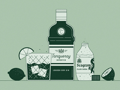 Cocktail club soda cocktail design drink gin illustration lime tanqueray