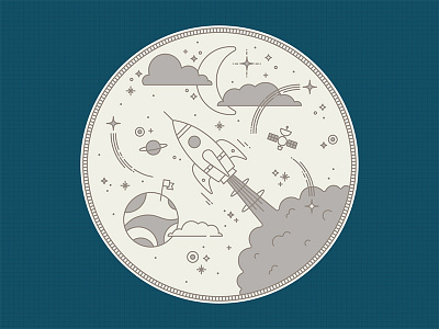 2. Space clouds illustration planet rocket shooting star smoke space star