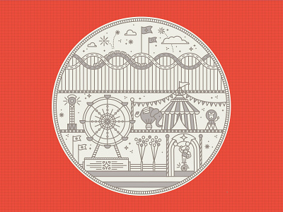 6. The Carnival carnival circus elephant ferris wheel games illustration lion roller coaster strong man tent