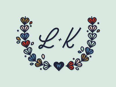 L + K heart illustration initials love monogram sea shells seaside shells wedding