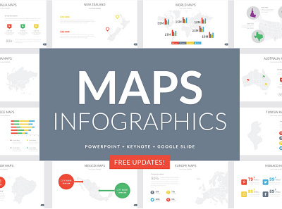 Maps Infographics Slides arrow branding clean color design flat illustration infographic keynote layout maps minimal presentation slide ui vector