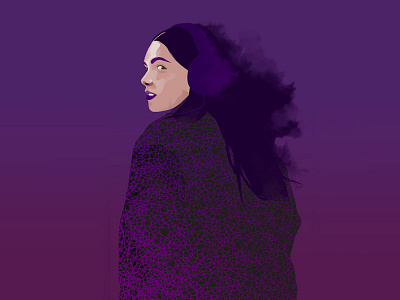 Purple Headphones face headphones illustration purple woman