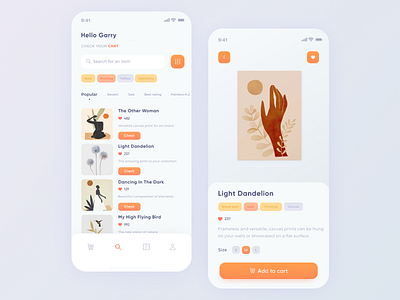 Art Prints Shopping App app art art prints arts design ios ios app mobile app mobile app design mobile ui product design shopping app ui design ux ux design