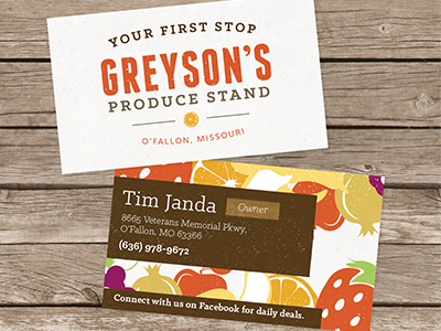 Just cranked out some biz cards for Greyson's branding business cards farmers market fruit identity logo produce stand tagline vegetables
