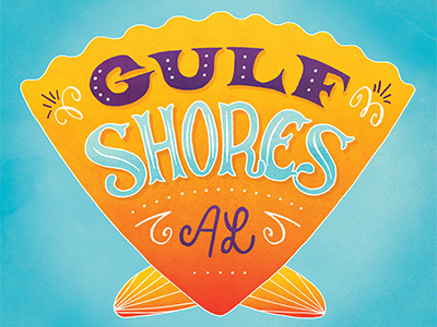 Gulf Shores drawing gulf shores illustration lettering texture typography