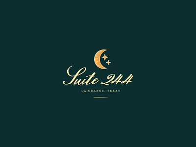 Suite 244 Logo Concept 4 bed and breakfast branding design drawing hand drawn identity illustration lettering logo moon stars texas type typography