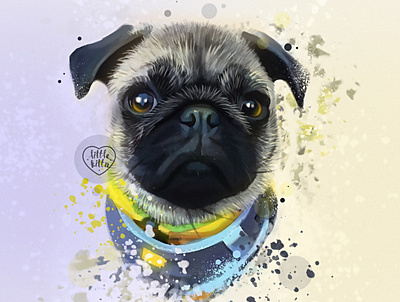 Jake adobe photoshop art artist character design design digital art dog fun illustration portrait poster poster art poster design pug puppy watercolor