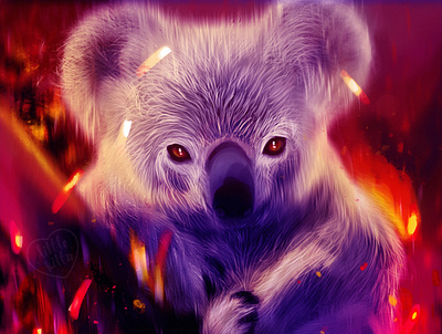 Pray for Australia adobe photoshop animal art artist artwork australia digital art fire help illustration koala koala bear portrait