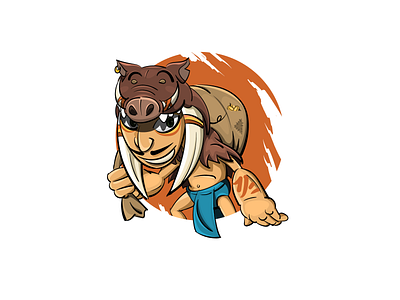 The Wild Boar Warrior board cartoon character design design illustration thief vector warrior wild
