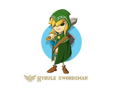 Hyrule Swordsman cartoon character design design elf hyrule illustration link shiled sword swordman swords vector warrior zelda