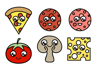 Little Characters characters cute food ixdbelfast pizza toppings
