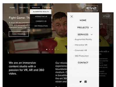 Retinize Website Redesign - Navigation