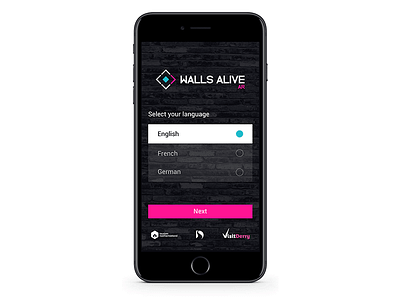 Walls Alive AR Start Screen UI app design branding design typography ui ui design ux