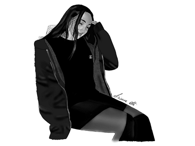 Digital Portrait - Sitting Girl digital portrait girl commission