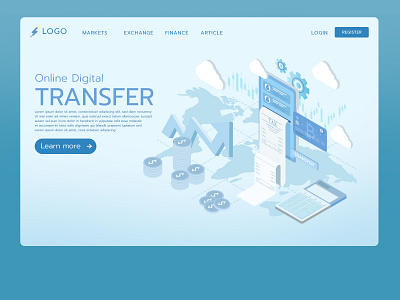 online exchange transfer banner banner banner ad banners design finance fintech illustrator website