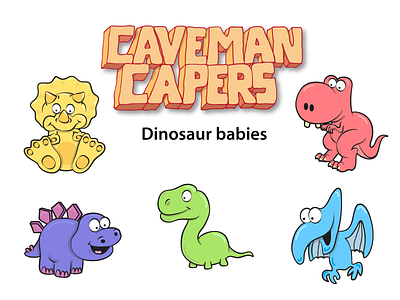 Caveman dino babies app design dinosaurs illustration