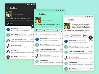 Sharing in your choice of flavors android app material design send share ui