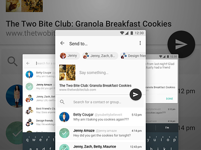 Share this with your friends android app cookies material design send share ui