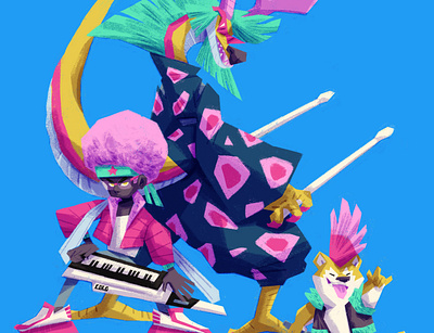 Dragon band afro character design concept art dragon illustration japan musician shiba