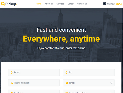 Fast And Reliable Taxi Service Website WordPress Theme - Pickup business elementor templates taxi website template wordpress design wordpress theme wordpress themes