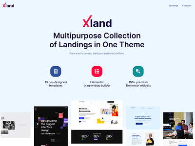 XLand - Multipurpose Collection of Landing Pages WordPress Theme business design elementor elementor templates landing page ui website template wordpress design wordpress theme wordpress themes