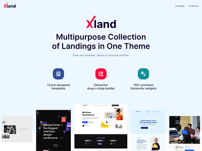 XLand - Multipurpose Collection of Landing Pages WordPress Theme business design elementor elementor templates landing page ui website template wordpress design wordpress theme wordpress themes