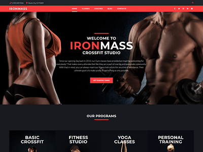 WordPress Sports Website Template - IronMass blog design crossfit studio design elementor elementor templates sports design wordpress design wordpress theme wordpress themes