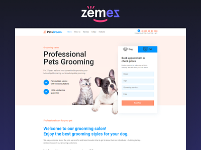 Dog & Cat Grooming - PetsGroom design elementor elementor templates grooming pet design pets grooming website wordpress design wordpress theme wordpress themes