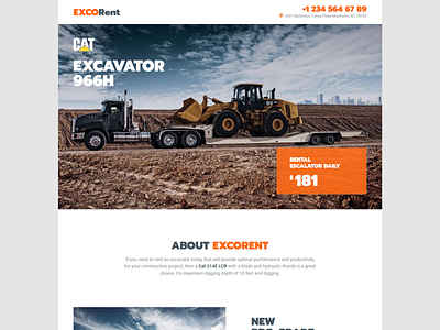 Equipment Rental Template for Strong Landing Page - ExcoRent blog design business design elementor elementor templates logo wordpress design wordpress theme wordpress themes