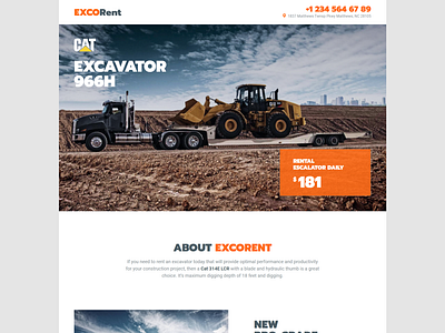 Equipment Rental Template for Strong Landing Page - ExcoRent