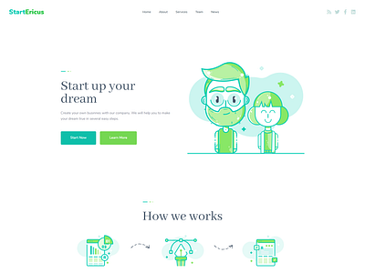 Clean and Minimalistic Startup Landing Page - StartEricus design elementor elementor templates themes website template wordpress design wordpress designs wordpress theme wordpress themes