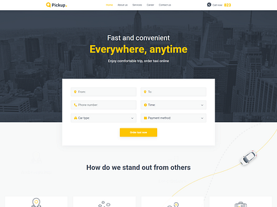 Fast And Reliable Taxi Service Website WordPress Theme - Pickup design elementor elementor templates themes website template wordpress design wordpress designs wordpress theme wordpress themes