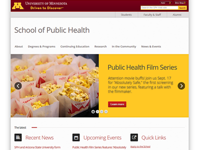 University of Minnesota School of Public Health responsive design web design wordpress