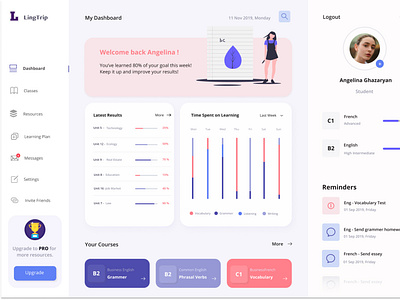 Online Language Learning Platform design ui ux web