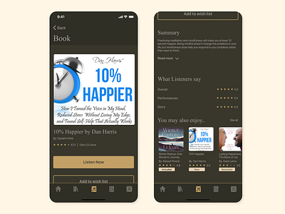 Discover your next favourite audiobook. audiobook mobile ui ux