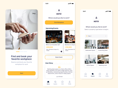 Mobile app that help you book office space for short-term rent design mobile design ui user interface design ux