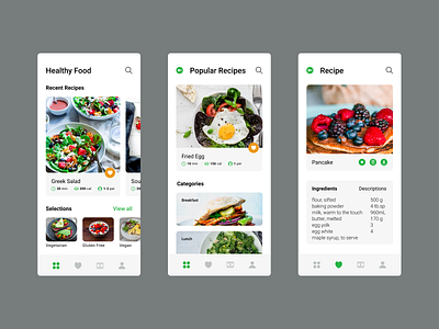 Food App design food health recipes ui ux