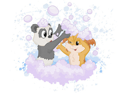 Bath Bubble Battle cute illustration kidlit kidlitart photoshop