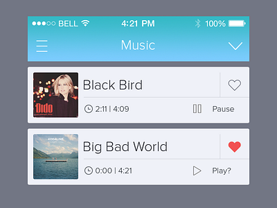 Music UI flat interface ios7 mobile ui user