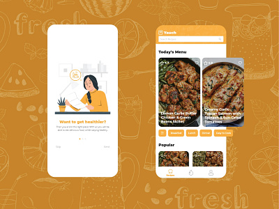 Yauch app design diet flat food food app illustration logo minimal nutrition ui ux