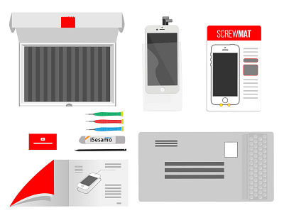 Phonedoctors.com DIY Kit Vectors diy flat design iphone screen screwdriver tools vector