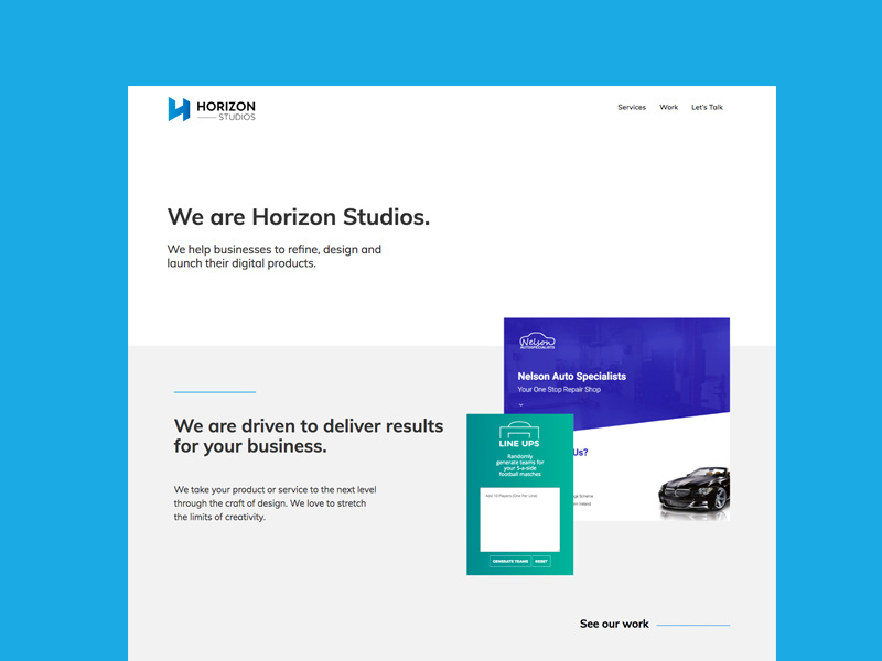 We are Horizon Studios. website digital creative agency horizon design web design