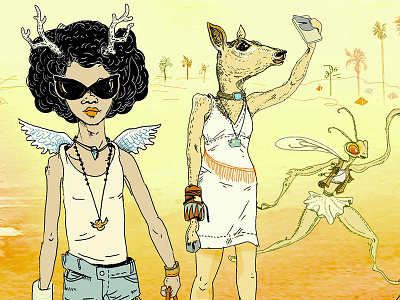 That big festival out in the desert with a trademarked name coachella drawing illustration music festival