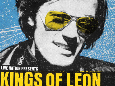 Kings of Leon Concert Poster black blue counterculture easy rider kings of leon peter fonda photo sunglasses texture vintage yellow