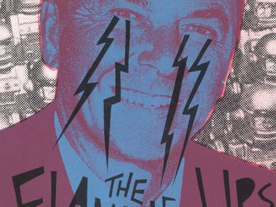 Flaming Lips Concert Poster black blue flaming lips lightning bolts pink robots ronald reagan